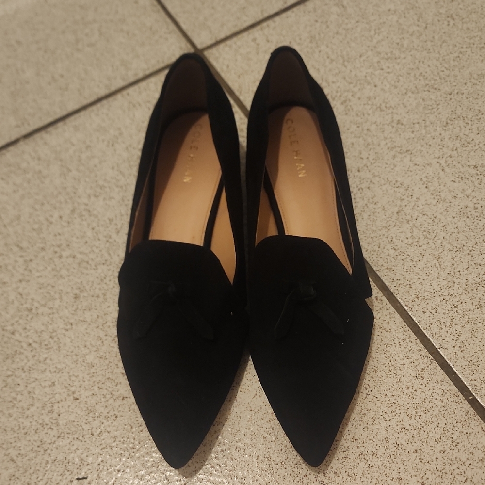 Cole Haan Women's Black Suede Pointed Loafers